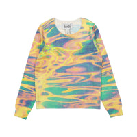 Autumn Cashmere Yellow/Blue Watercolor Print Sweater