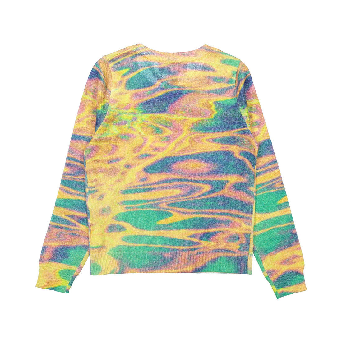 Autumn Cashmere Yellow/Blue Watercolor Print Sweater