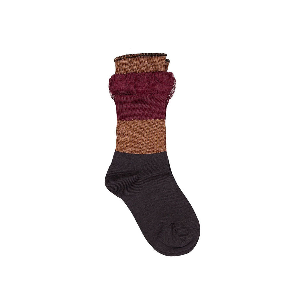 JNBY Burgundy Layered Ruffle Socks