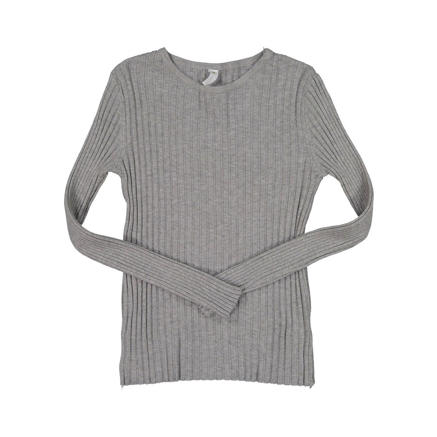 Ava and Lu Grey Ribbed Knit Sweater