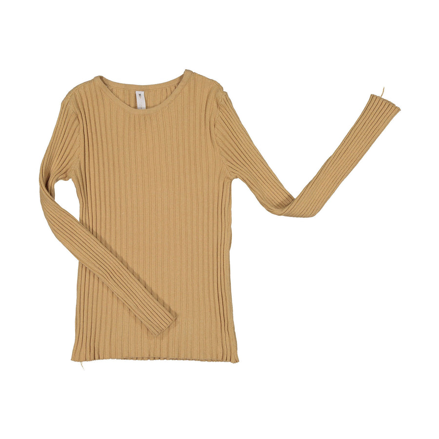 Ava and Lu Cognac Ribbed Knit Sweater