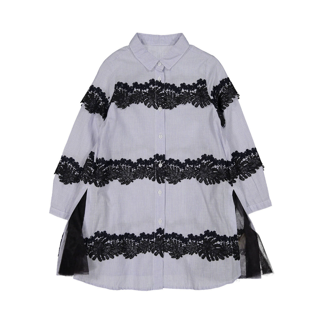 JNBY White Lace Striped Dress
