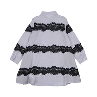 JNBY White Lace Striped Dress