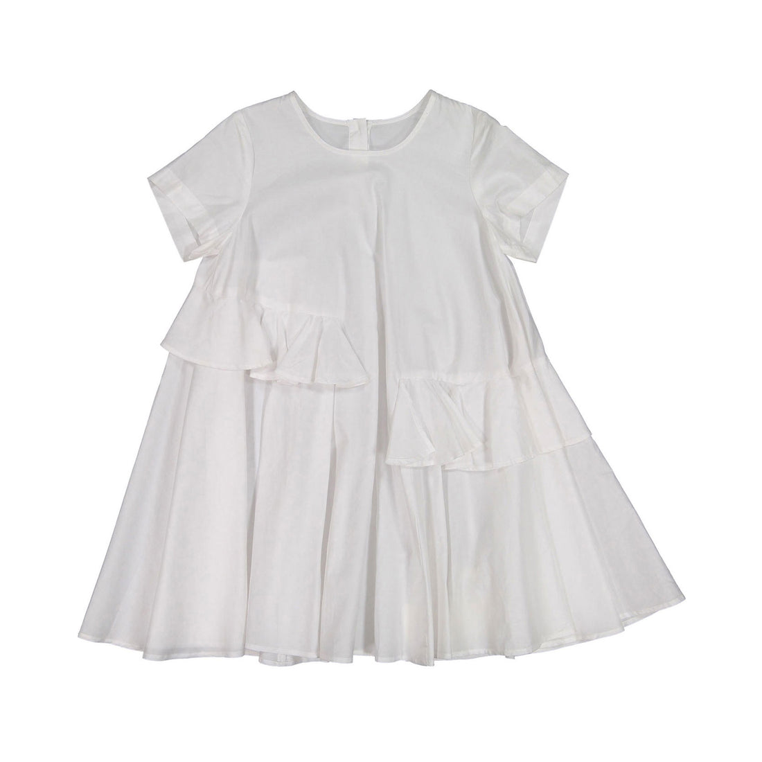 JNBY White Layered Ruffles Dress
