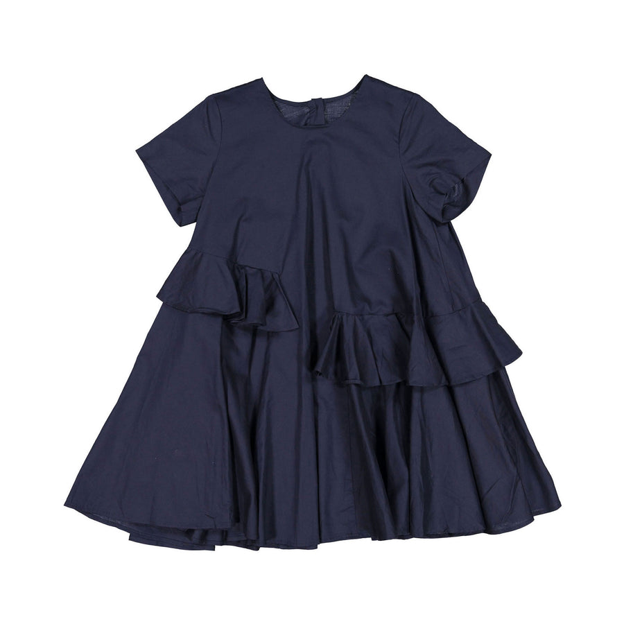 JNBY Navy Layered Ruffles Dress