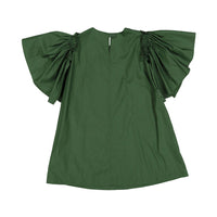 JNBY Forest Green Ruffle Sleeves Dress