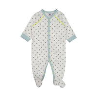 Petit Bateau White-Grey Star Front Snap Footie