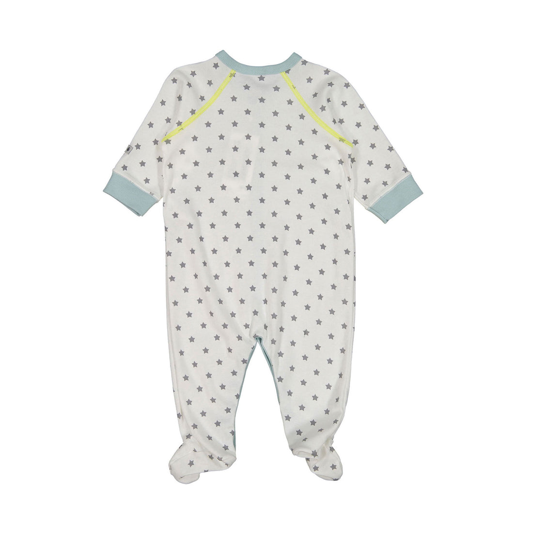 Petit Bateau White-Grey Star Front Snap Footie