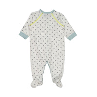 Petit Bateau White-Grey Star Front Snap Footie