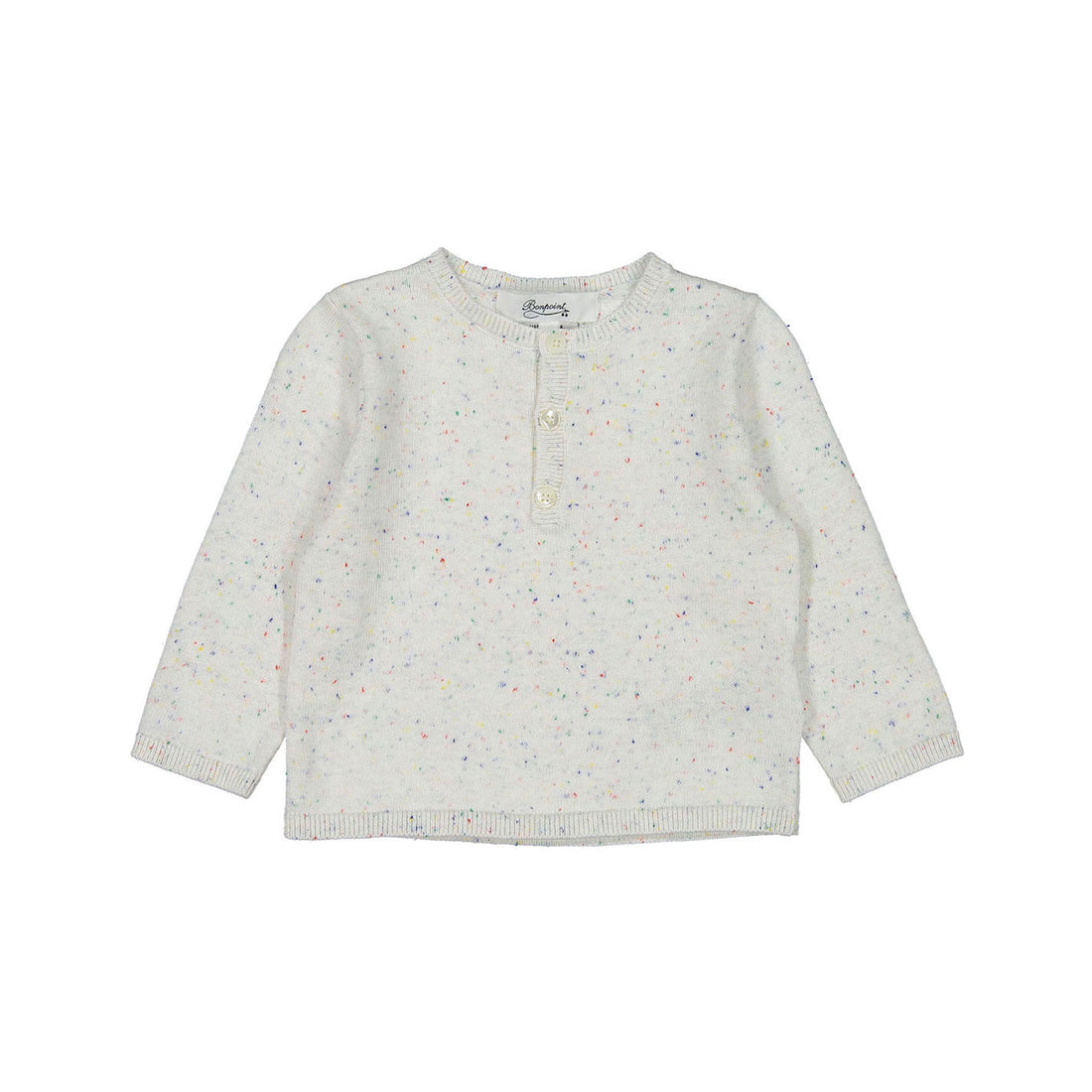 Bonpoint White Confetti Knit Baby Sweater