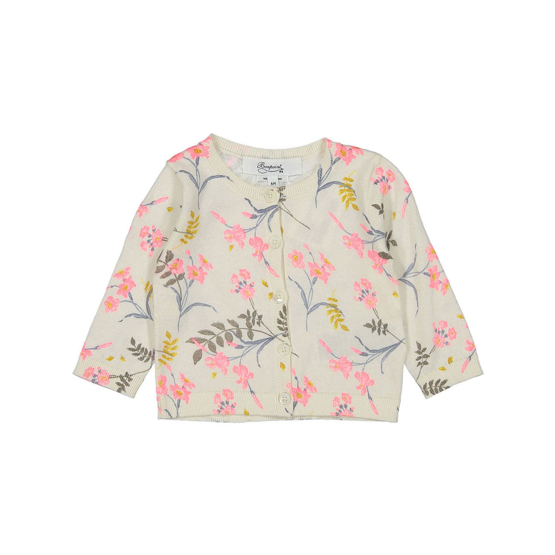 Bonpoint Natural Floral Printed Cardigan