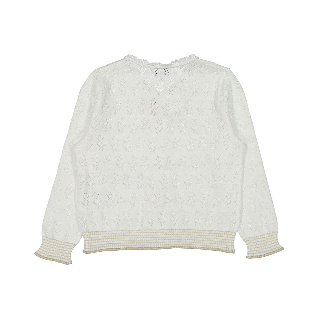 Bonpoint Cream Openwork Lurex Trimmed Cardigan