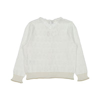 Bonpoint Cream Openwork Lurex Trimmed Cardigan