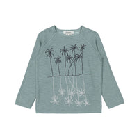 Bonpoint Green-Grey Palm Tree Sweater
