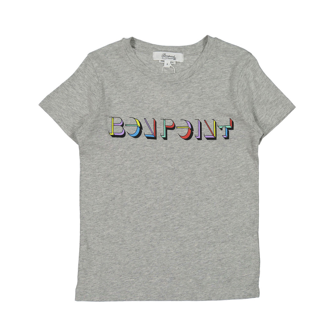 Bonpoint Grey Melange 3D Logo Tee