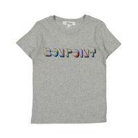 Bonpoint Grey Melange 3D Logo Tee