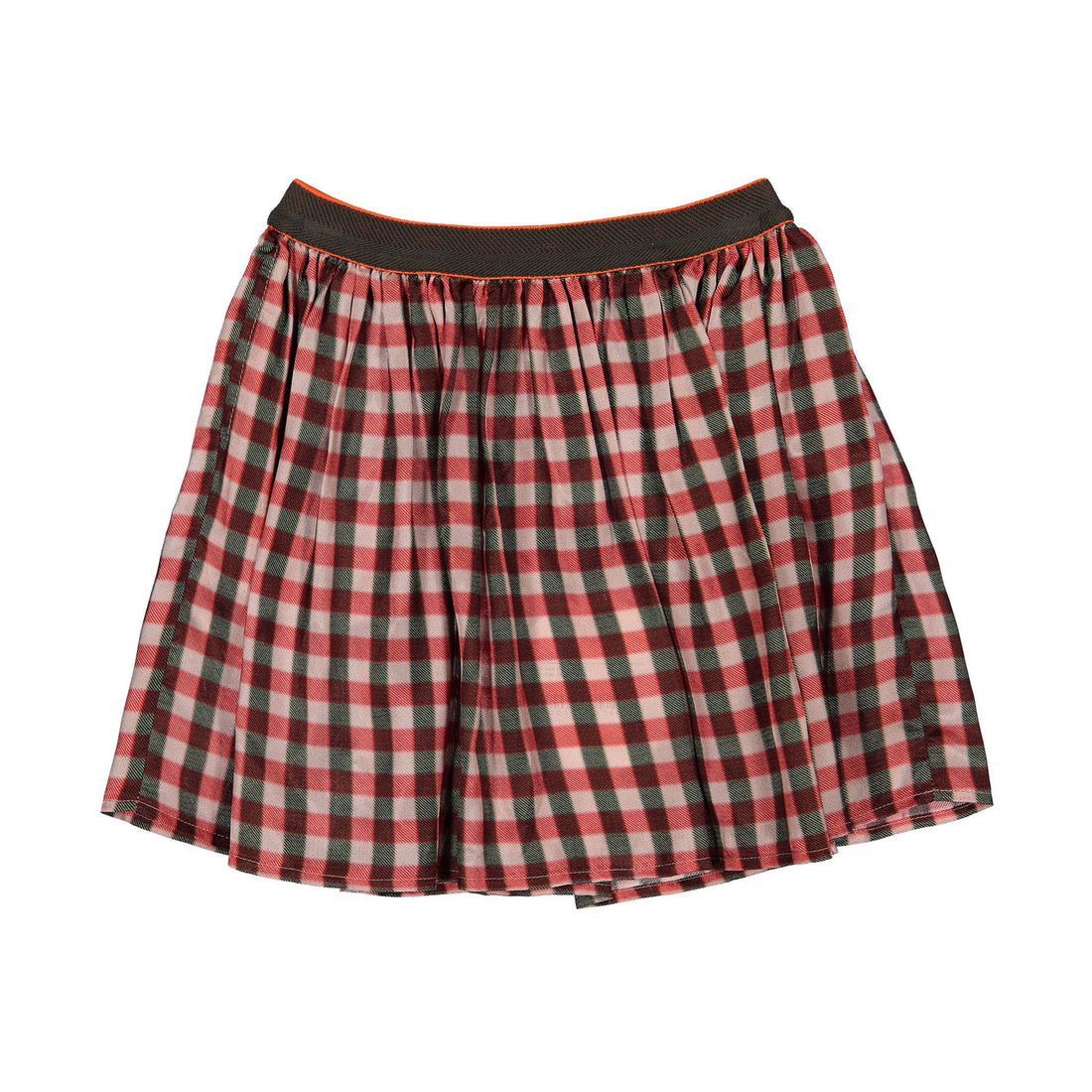 Maan Red Small Check Hazel Flair Skirt