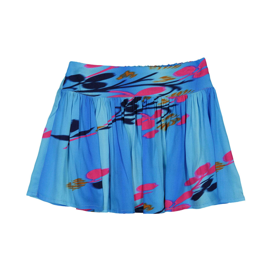 Maan Blue Watercolor Floral Holly Mini Skirt