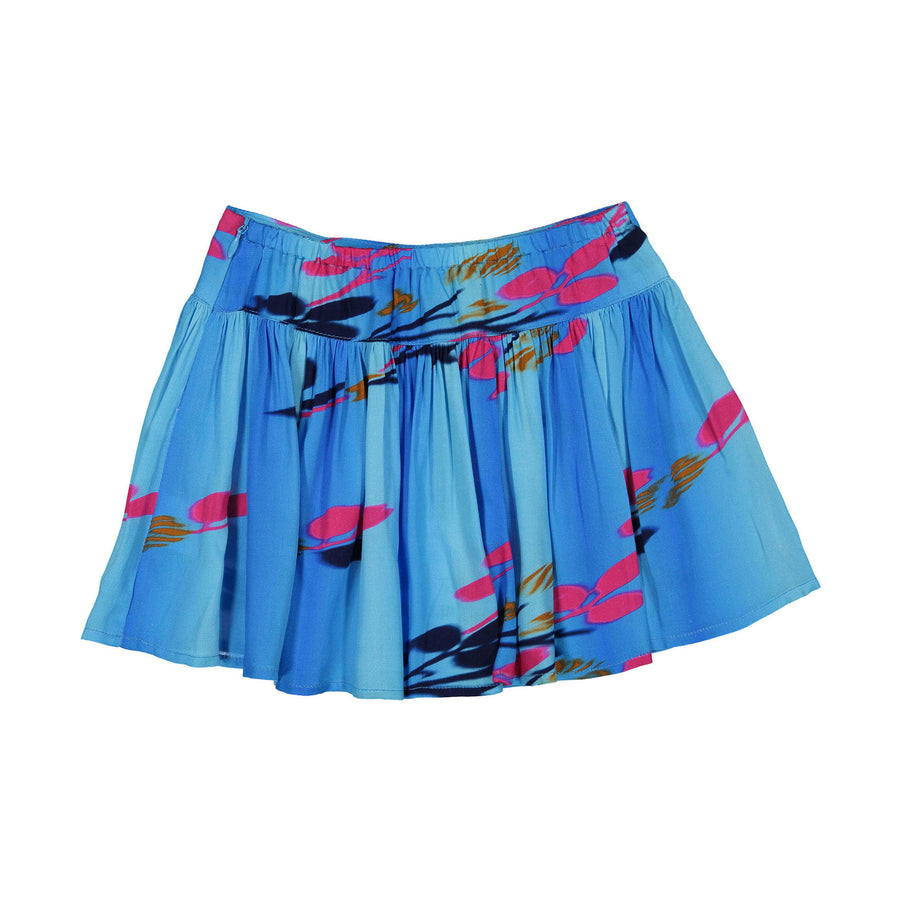 Maan Blue Watercolor Floral Holly Mini Skirt