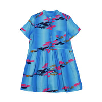 Maan Blue Watercolor Floral Lentil Maxi Dress
