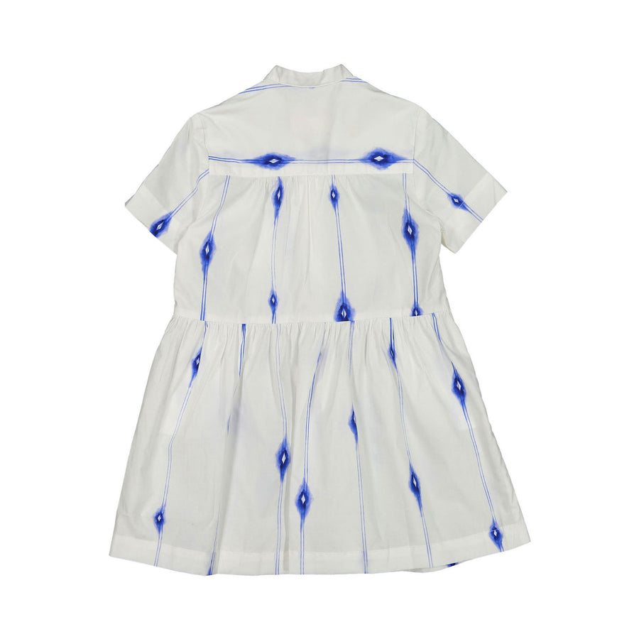Maan White Thin Blue Lines Lentil Maxi Dress