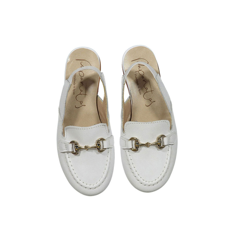 Papanatas White Buckle Slingback Slippers