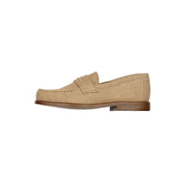 Papanatas Camel Linen Penny Loafers