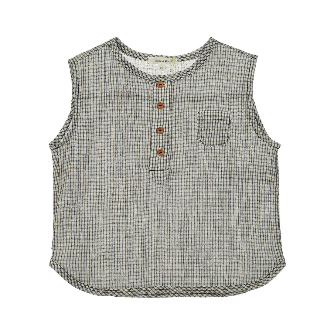 Susu and Cra Charcoal Grey Teddy Sleeveless Shirt