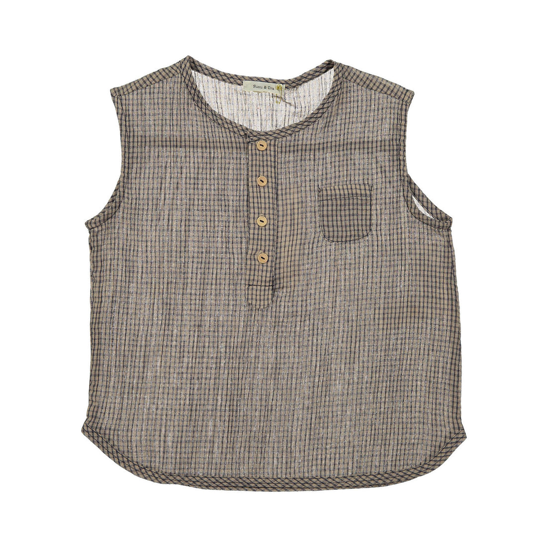 Susu and Cra Mocha Beige Teddy Sleeveless Shirt