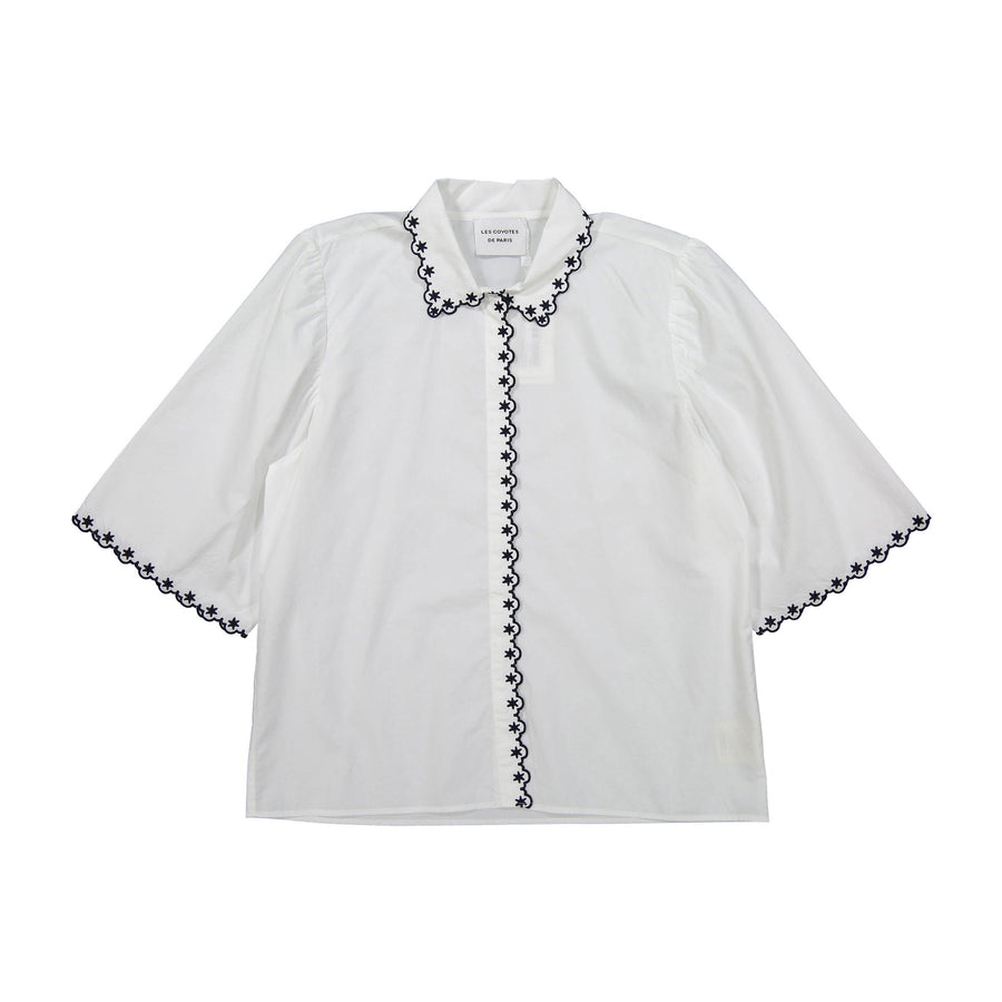 Les Coyotes de Paris Navy Star Embroidered Perle Blouse