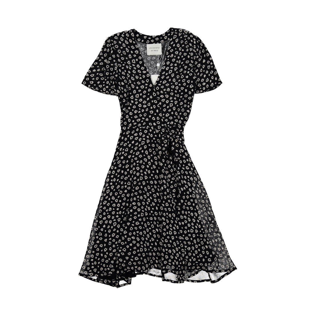 Les Coyotes de Paris Black Animal Print Marion Wrap Dress
