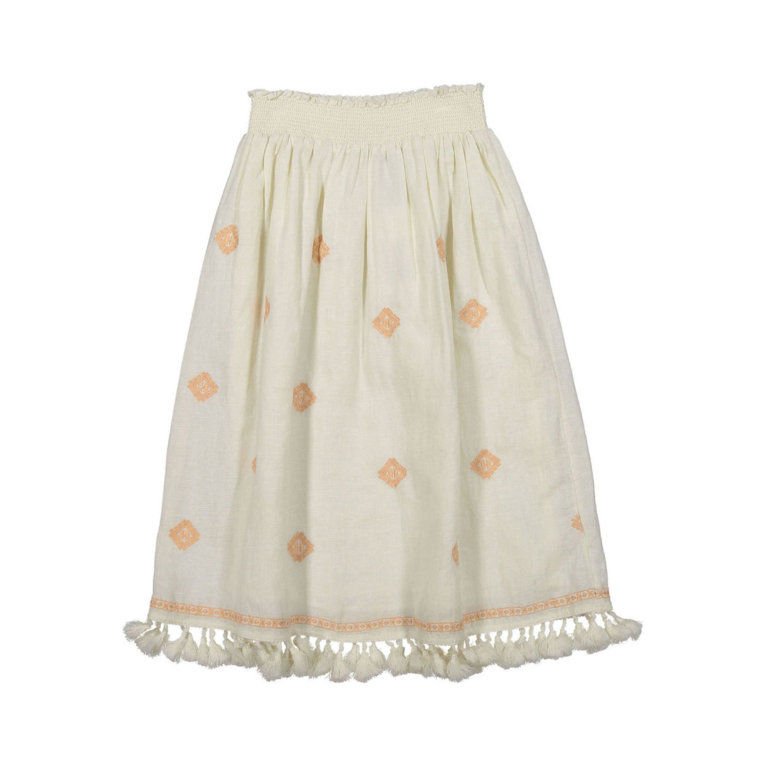 The New Society Off White Embroidered Tassel Eulalia Skirt