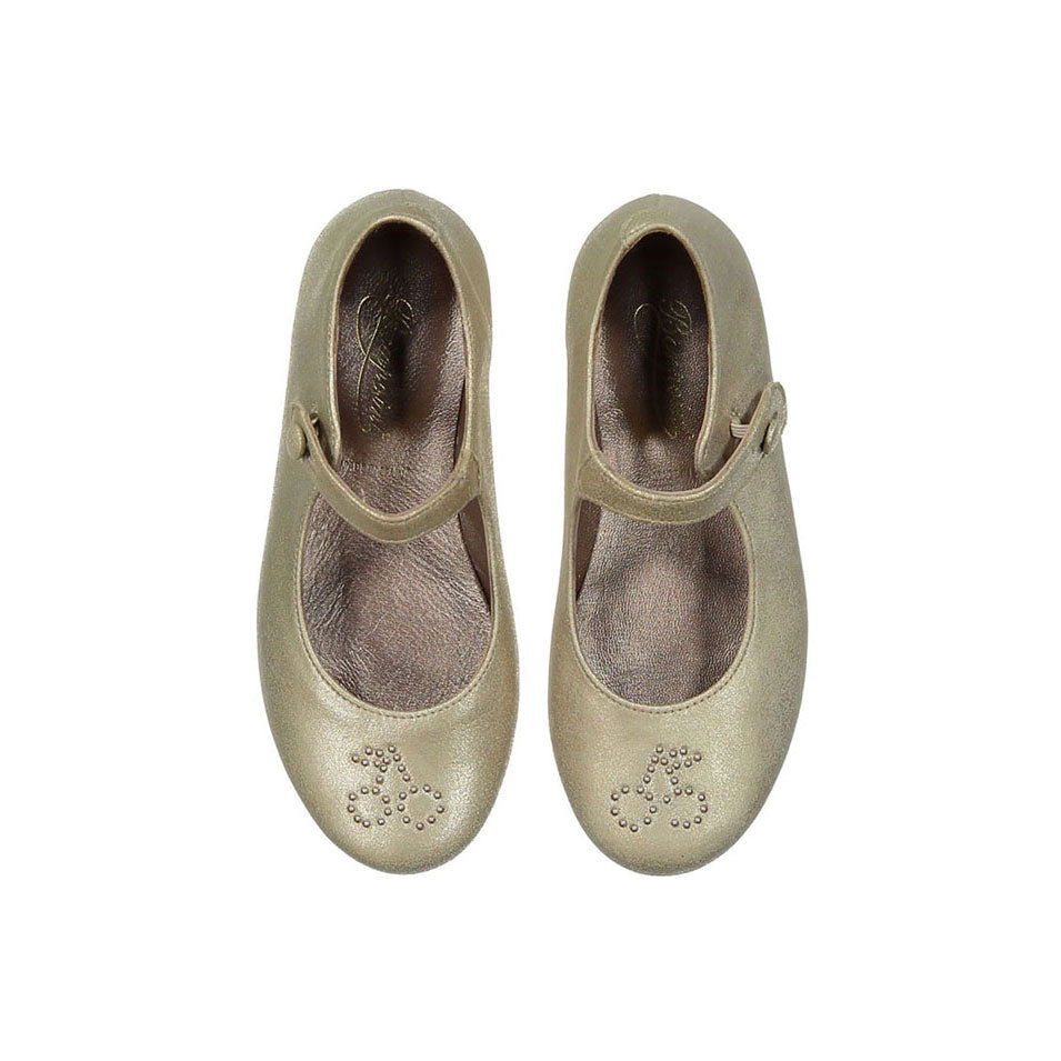 Bonpoint Gold Cherry Nailhead Mary Janes