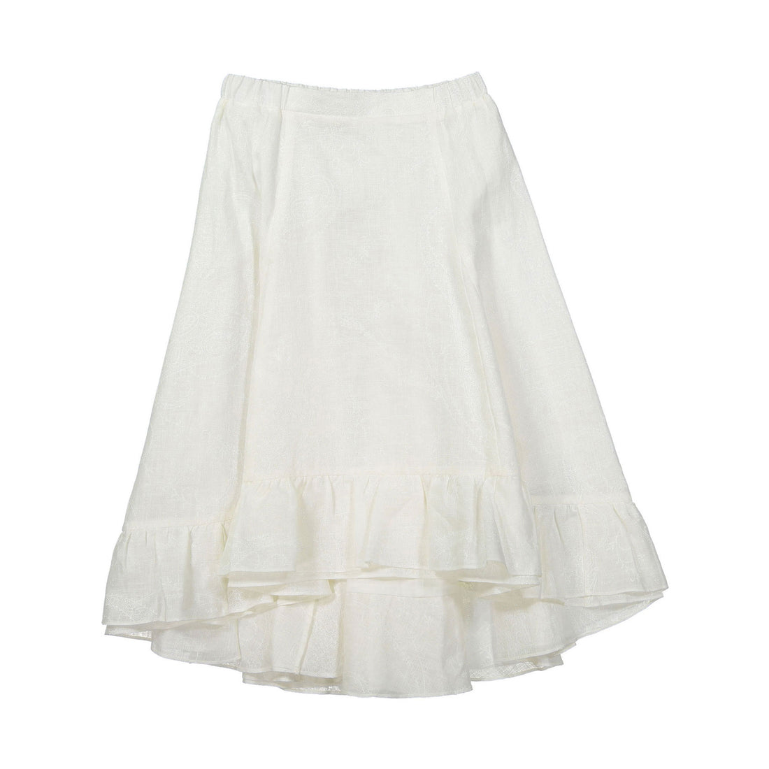 Bonpoint White Paisley Lurex High-Low Skirt
