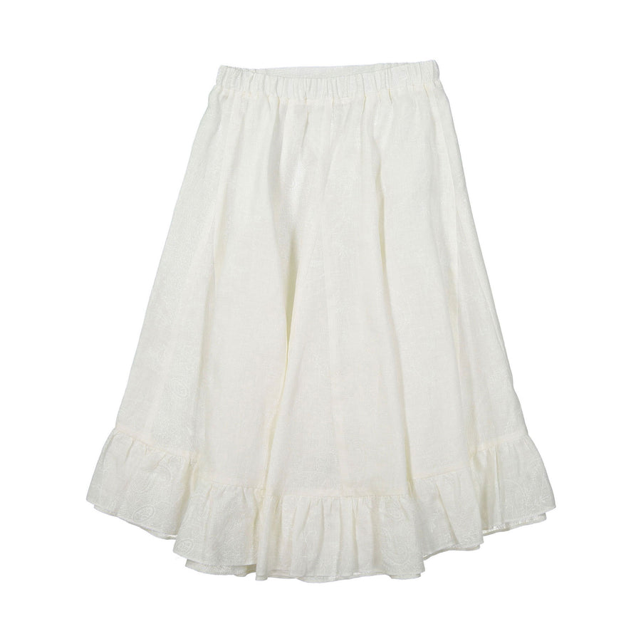 Bonpoint White Paisley Lurex High-Low Skirt