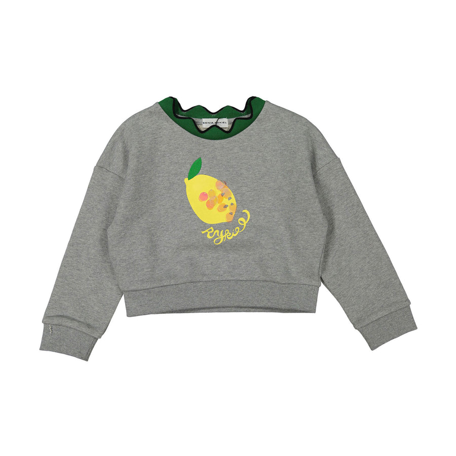 Sonia Rykiel Grey Lemon Knit Collar Sweatshirt