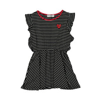 Sonia Rykiel Black Stripe Ruffle Sleeve Jersey Dress