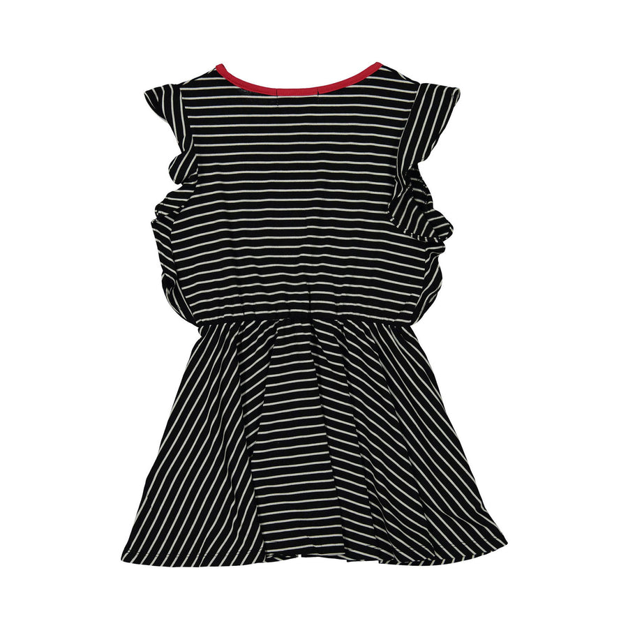 Sonia Rykiel Black Stripe Ruffle Sleeve Jersey Dress