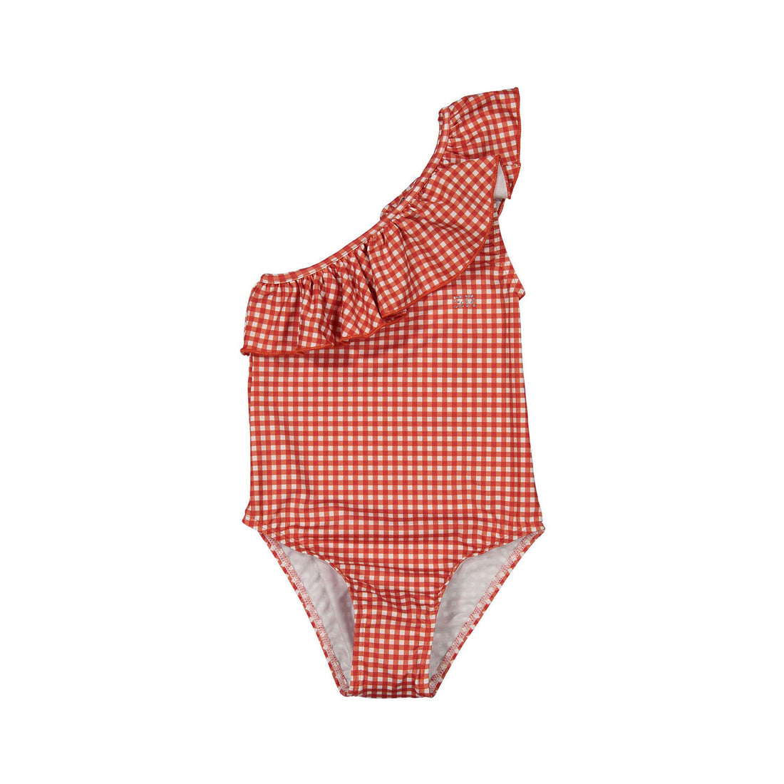 Sonia Rykiel Red Vichy Elouise One-Shoulder Swimsuit