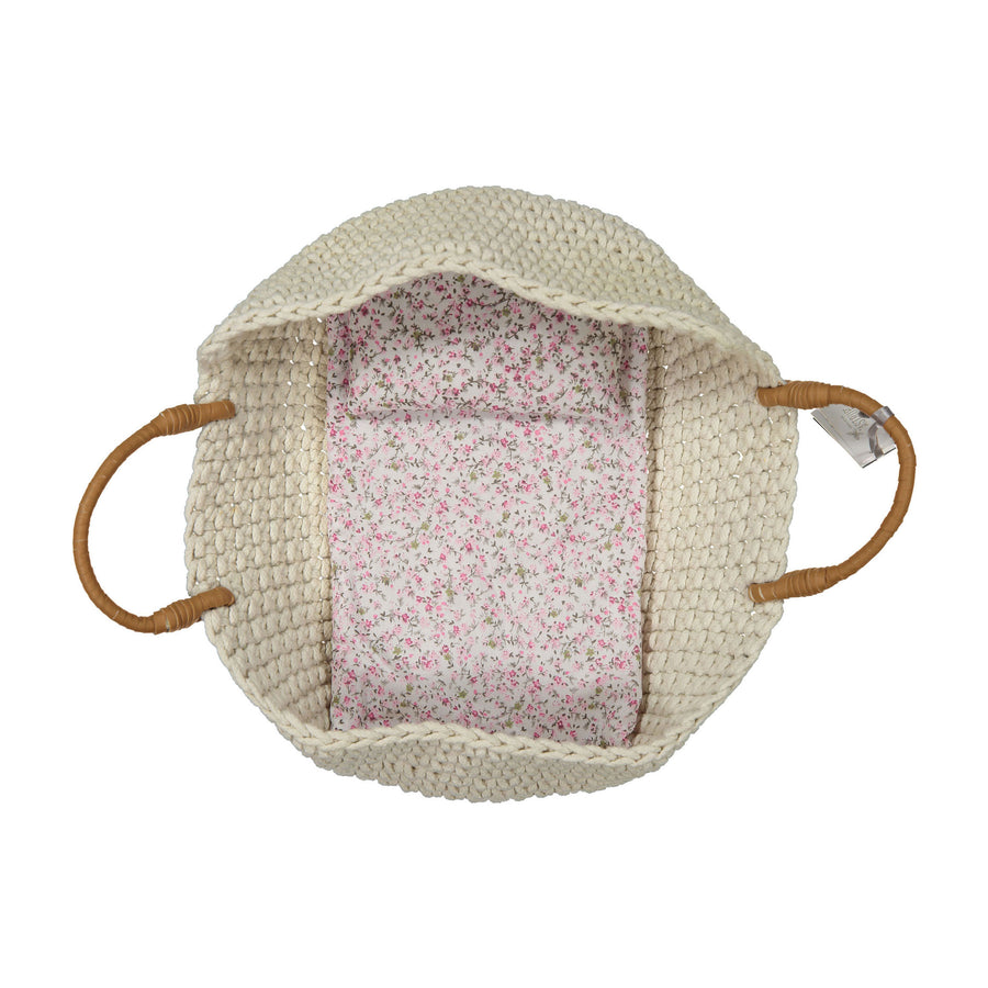 MiniKane Ecru Knit Doll Bassinet