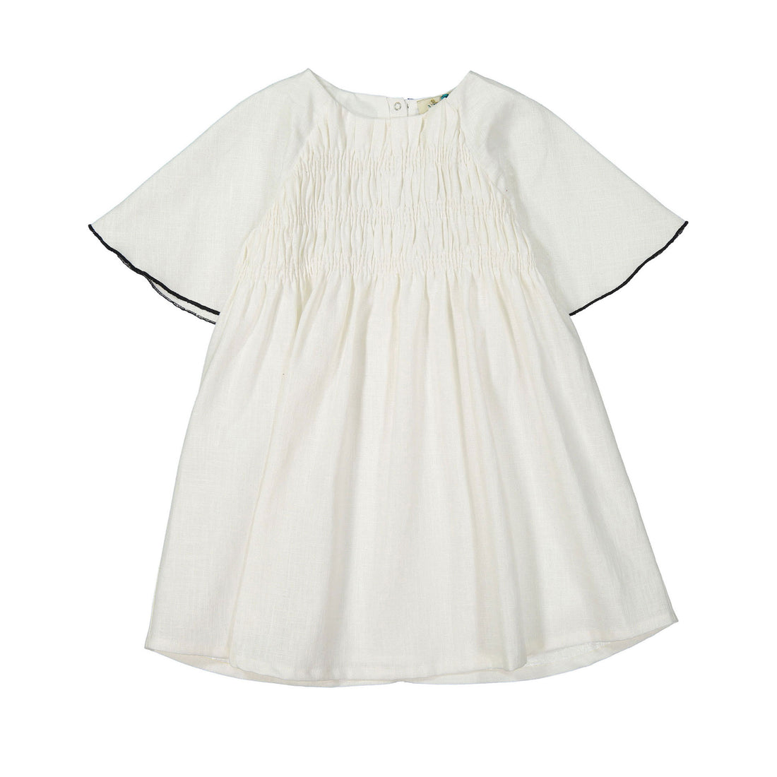 Nueces Ivory Linen Orchid Bow Dress