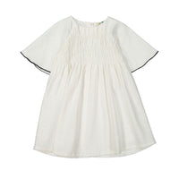 Nueces Ivory Linen Orchid Bow Dress