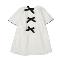 Nueces Ivory Linen Orchid Bow Dress