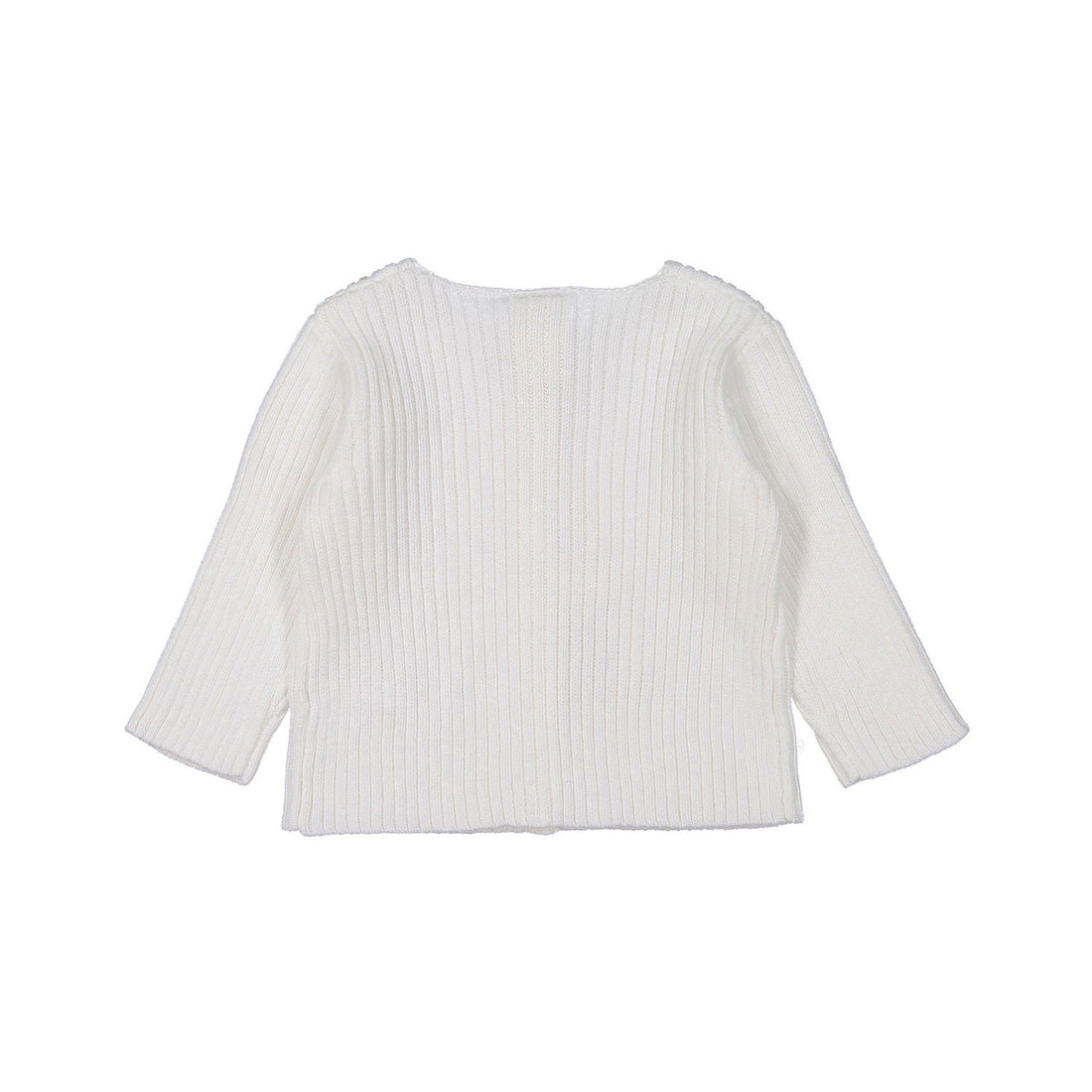 Bonton White Ribbed Knit Baby Cardigan