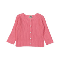 Bonton Bubble Gum Pink Ribbed Knit Baby Cardigan