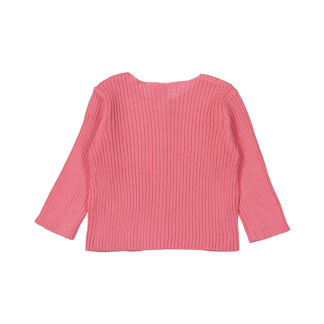Bonton Bubble Gum Pink Ribbed Knit Baby Cardigan