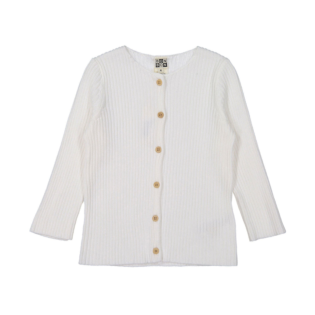 Bonton White Ribbed Knit Cardigan