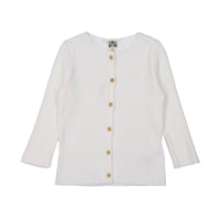 Bonton White Ribbed Knit Cardigan
