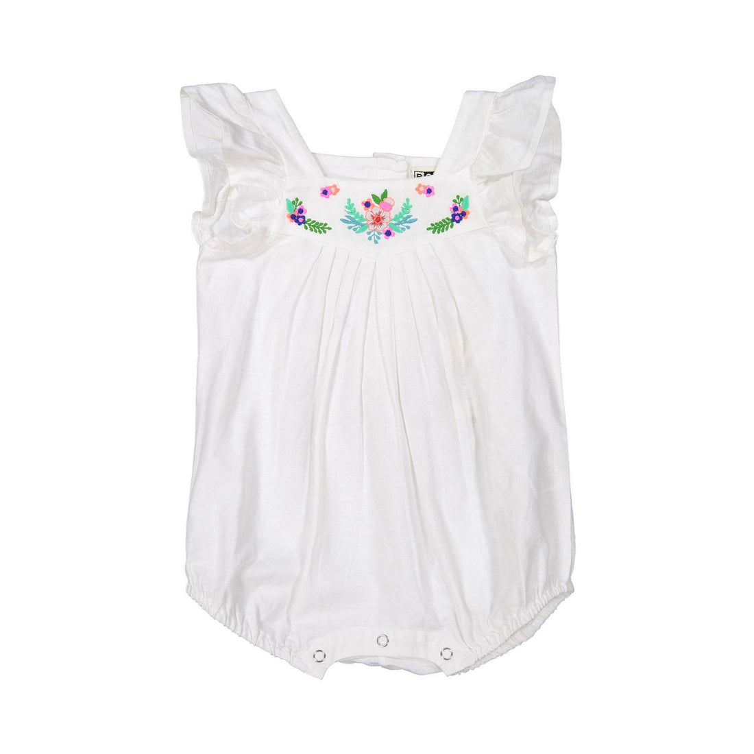 Bonton White Embroidered Flutter Sleeve Alix Romper