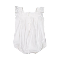 Bonton White Embroidered Flutter Sleeve Alix Romper